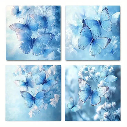 4pcs Floral & ButterflyWall Art Canvas Framed