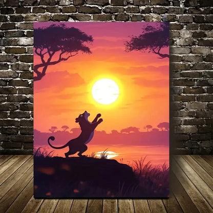 Cartoon Style Panther Dancing Under the Sun Painting 40x60cm Metal Print Ready to Hang - Bella Home Decor
