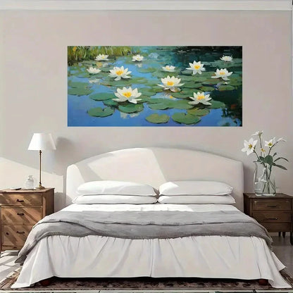 Water Lily Pond Wall Art Canvas Office Home Room Framed 120x60cm