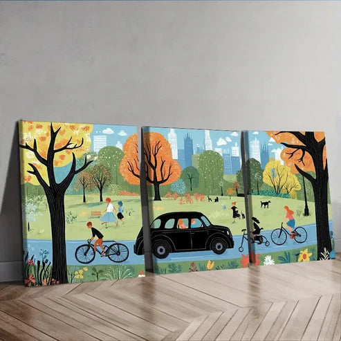 3pcs London Taxi Scene Wall Art Set Canvas Unframed - High Quality Print 100% Australian Made Wall Canvas