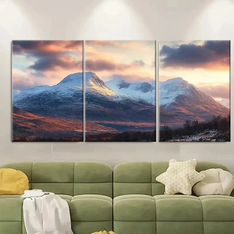 3pcs Ben Nevis and Three Peaks Art ET  Wall Art Set Canvas Framed 50x70cm - High Quality Print 100% Australian Made Wall Canvas Ready to Hang - Bella Home Decor