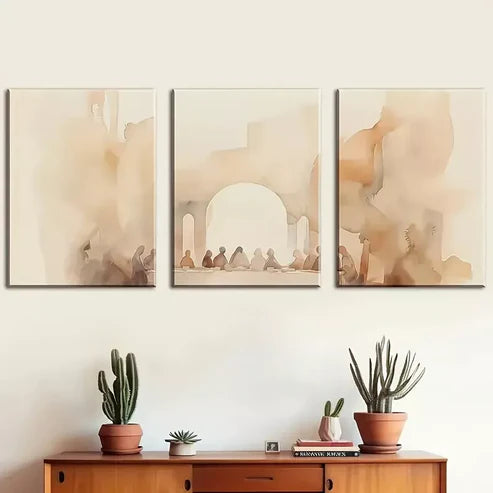 3pcs Simple Style Ink Paint Spring and Summer Wall Art Canvas Unframed - High Quality Print 100% Australian Made Wall Canvas
