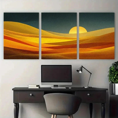 3pcs Modern Sun Perfect Abstract Desert Prefect Wall Art Set Canvas Framed 50x70cm - High Quality Print 100% Australian Made Wall Canvas Ready to Hang