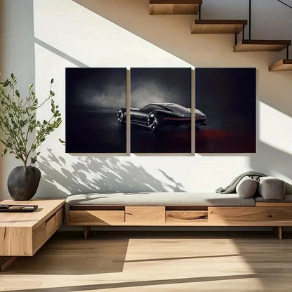 3pcs Modern Dark Toned Sports Car Design Wall Art Set Canvas Framed 60x90cm - High Quality Print 100% Australian Made Wall Canvas Ready to Hang