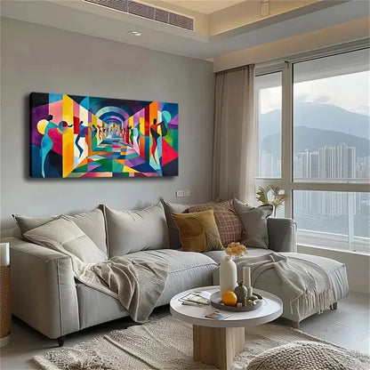 Colorful Stairway Figures Décor Wall Art Canvas Office Home Room Framed 120x60cm - Bella Home Decor