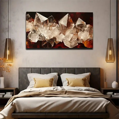 Abstract Crystal Design Wall Art Canvas Office Home Room Framed 120x60cm