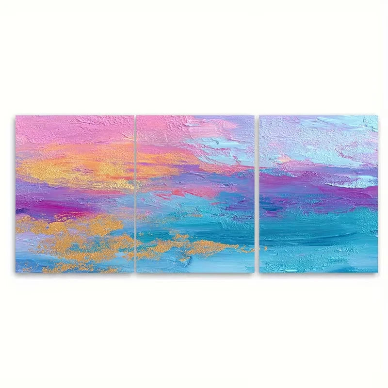 3pcs Abstract Sunshine Sky Sea Metal Print Ready to Hang Art - Bella Home Decor