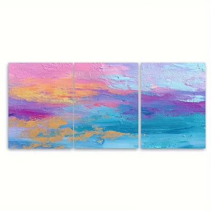 3pcs Abstract Sunshine Sky Sea Metal Print Ready to Hang Art - Bella Home Decor