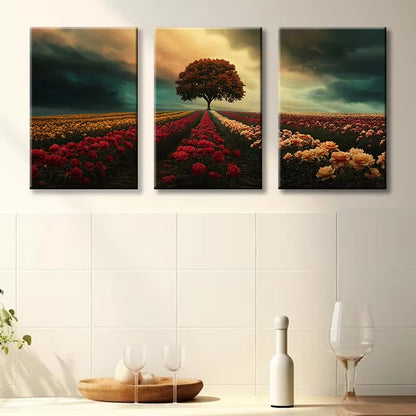 3pcs Stunning Floral Landscape Wall Art Set Canvas Framed 60x90cm - High Quality Print 100% Australian Made Wall Canvas Ready to Hang