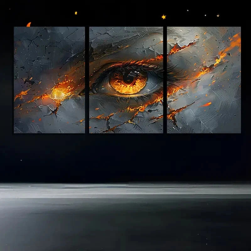 3pcs Dark Furious Eye Illustration Metal Print Ready to Hang Art - Bella Home Decor