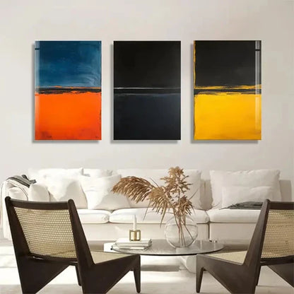 3pcs Geometric Design with Bold Orange Perfect Wall Art Canvas Unframed – High Quality Print 100% Australian Made Wall Canvas - Bella Home Decor