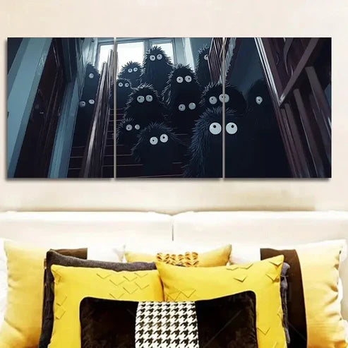 3pcs The Black Monster Wall Art Set Canvas Unframed - High Quality Print 100% Australian Made Wall Canvas