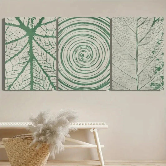 3pcs Abstract Botanical Leaf Designs Metal Print Ready to Hang Art