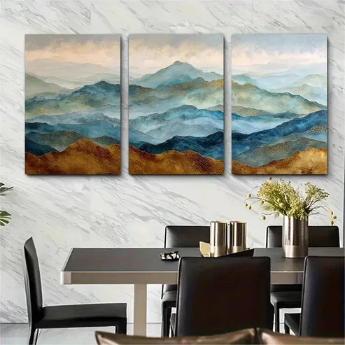 3pcs Golden Mountain Landscape Wall Art Canvas Unframed - High Quality Print 100% Australian Made Wall Canvas - Bella Home Decor