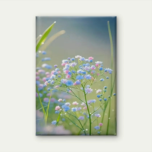 Dewy Wildflowers with Dewdrops 60x90cm Metal Print Ready to Hang