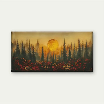 Full Moon Forest Pine Trees Wall Art Canvas Office Home Room Framed 120x60cm