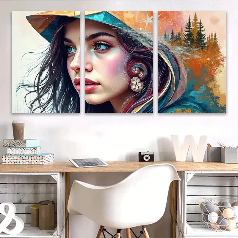 3pcs Vibrant Spray-Painted Women I  Wall Art Set Canvas Framed 50x70cm - High Quality Print 100% Australian Made Wall Canvas Ready to Hang - Bella Home Decor