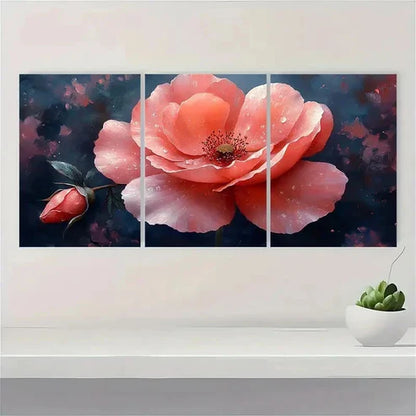 3pcs Pink Watercolor Rose Flower Wall Art Canvas Unframed - High Quality Print 100% Australian Made Wall Canvas
