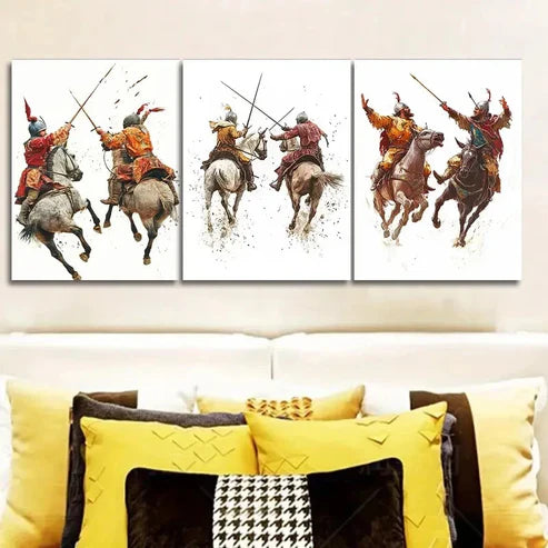 3pcs The man on the horse Wall Art Canvas Unframed - High Quality Print 100% Australian Made Wall Canvas