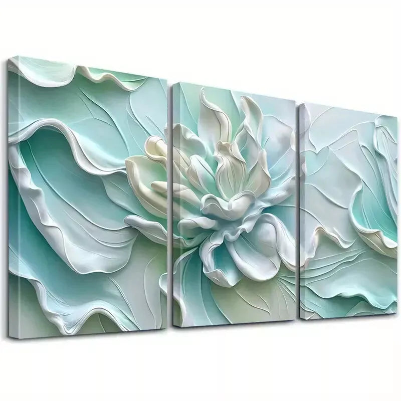 3pcsModern Abstract Elegant Floral Pastel Tone Art Set Canvas Framed 50x70cm - High Quality Print 100% Australian Made Wall Canvas Ready to Hang