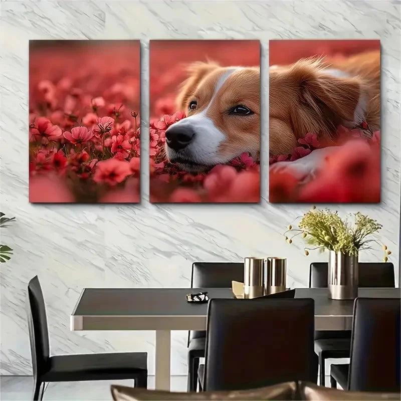 3pcs Australian Shepherd Dog  Wall Art Set Canvas Framed 50x70cm - High Quality Print 100% Australian Made Wall Canvas Ready to Hang - Bella Home Decor