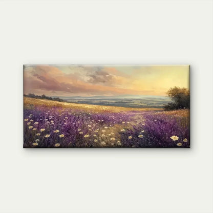 Flowers Field Sunset Wall Art Canvas Office Home Room Framed 120x60cm