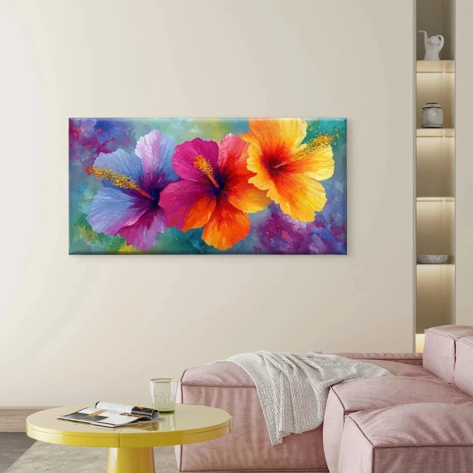 Vibrant Floral with Densely Wall Art Canvas Office Home Room Framed 120x60cm