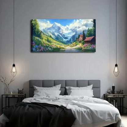 Rustic Cabin & Blooming Wild Wall Art Canvas Office Home Room Framed 120x60cm