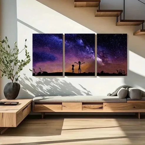 3pcs Classic Starry Sky Night Scene Wall Art Set Canvas Unframed - High Quality Print 100% Australian Made Wall Canvas - Bella Home Decor