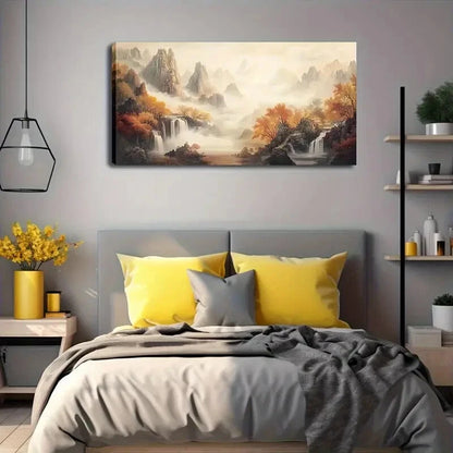 Autumn Mountain Landscape Wall Art Canvas Office Home Room Framed 120x60cm - Bella Home Decor