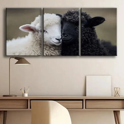 3pcs Black and White Baby Sheep Metal Print Ready to Hang Art - Bella Home Decor