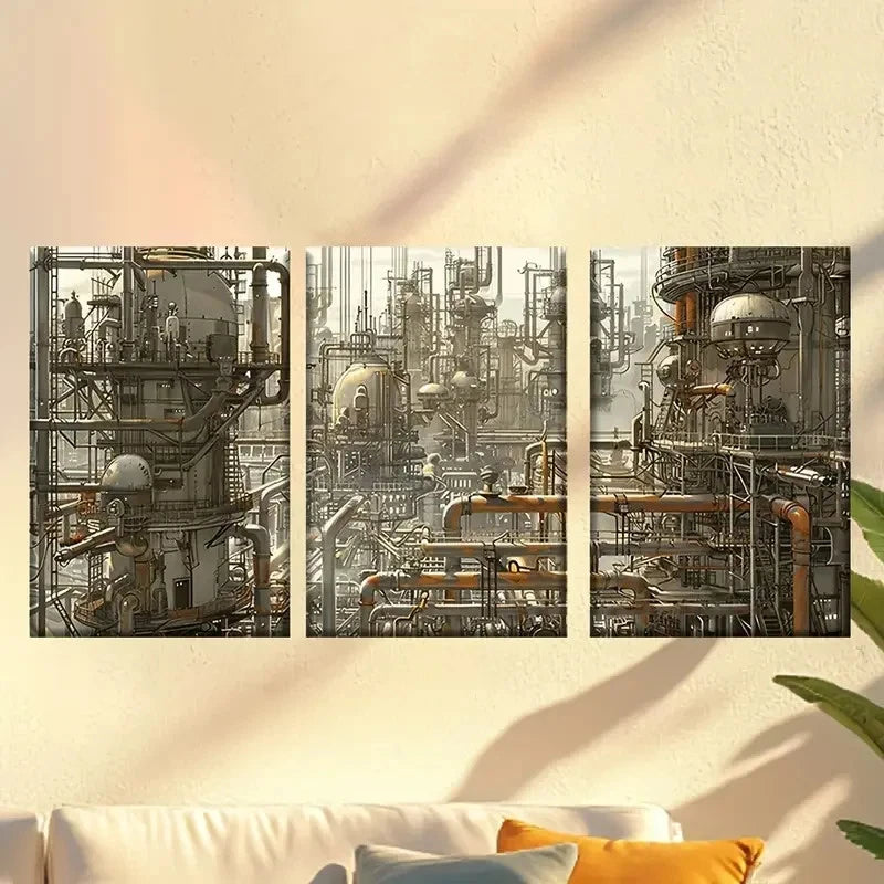 3pcs Conceptual with Industrial Aesthetic 60x90cm - High Quality Print 100% Australian Made Wall Canvas Ready to Hang - Bella Home Decor