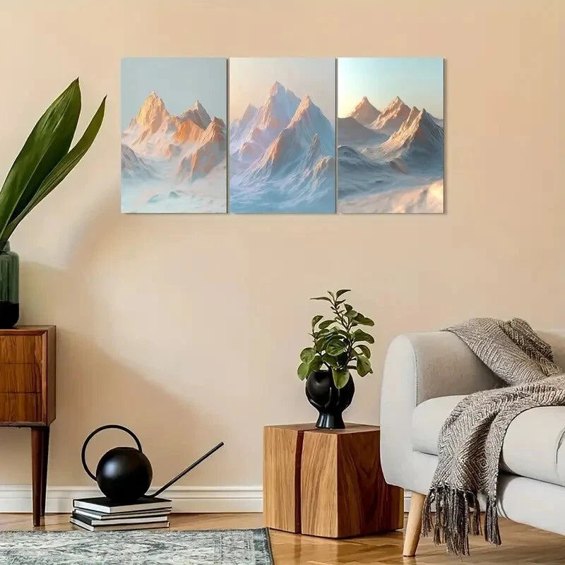 3pcs Dawn Depicting The Outline of Mo Vintage Metal Print Ready to Hang Art - Bella Home Decor