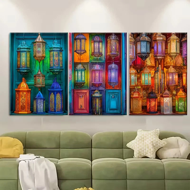 3pcs Moroccan Travel Print Metal Print Ready to Hang Art