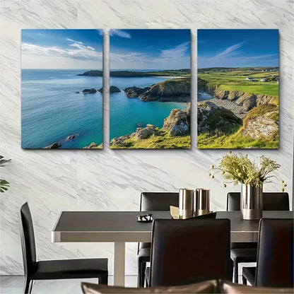 3pcs Mount Edgcumbe Metal Print Ready to Hang Art