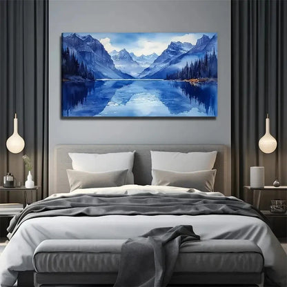 Blue Landscape Painting Wall Art Canvas Office Home Room Framed 120x60cm
