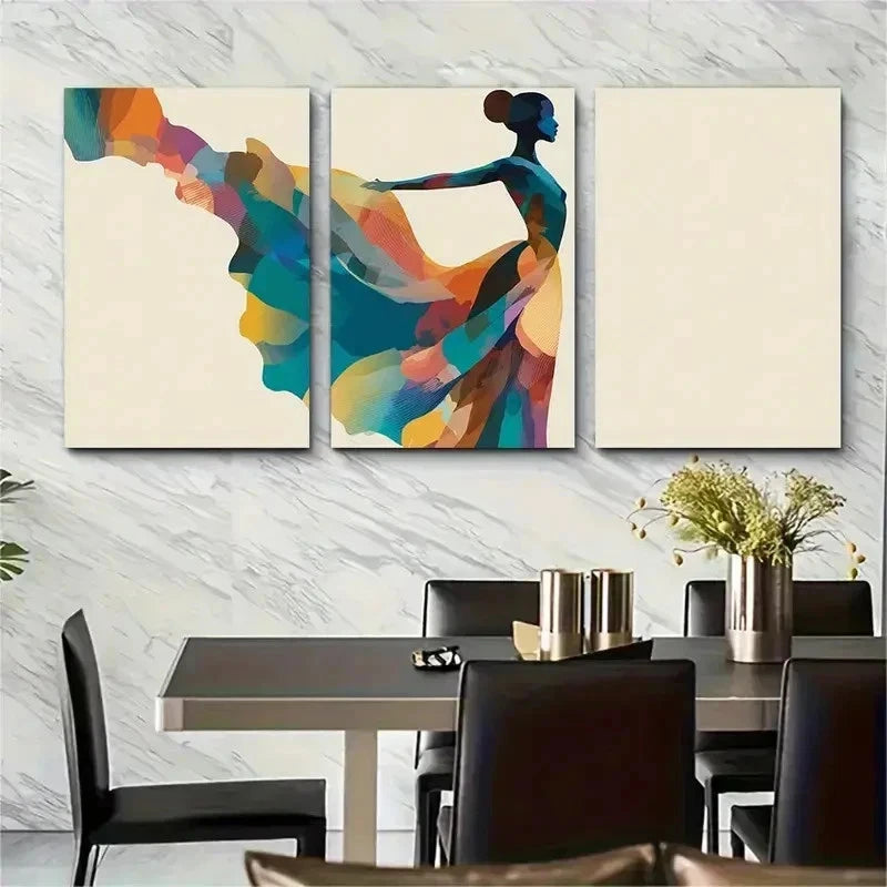 3pcs Abstract Dancer Silhouette Perfect Wall Art Set Canvas Framed 50x70cm - High Quality Print 100% Australian Made Wall Canvas Ready to Hang - Bella Home Decor