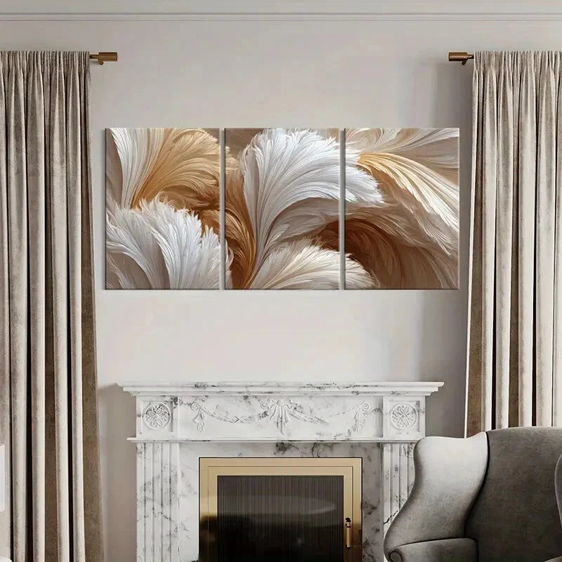 3pcs Abstract Feather Art Soft Texture Poster Metal Print Ready to Hang Art