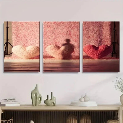 3pcs Simulation Valentines Day Backdrop Wall Art Set Canvas Framed 40x60cm - High Quality Print 100% Australian Made Wall Canvas Ready to Hang