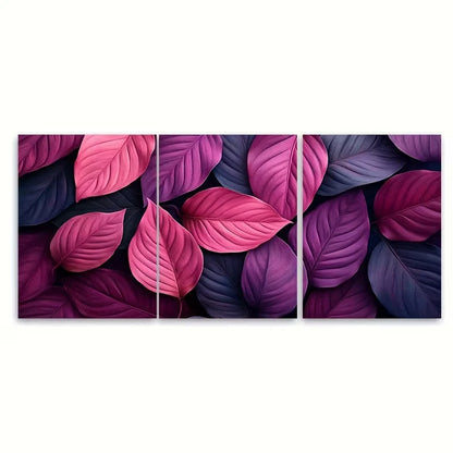 3pcs Magenta Pink Dusky Purple Foliage  Wall Art Set Canvas Framed 50x70cm - High Quality Print 100% Australian Made Wall Canvas Ready to Hang