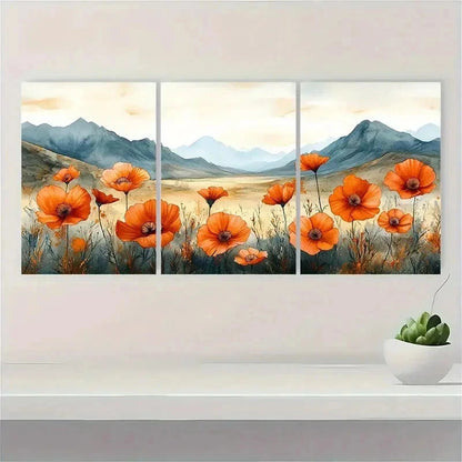 3pcs Wildflowers Arizona Blooming Desert Perfect Wall Art Set Canvas Framed 50x70cm - High Quality Print 100% Australian Made Wall Canvas Ready to Hang