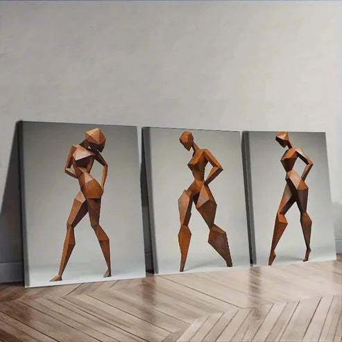 3pcs Rusty metal girl Dark Background Wall Art Set Canvas Unframed - High Quality Print 100% Australian Made Wall Canvas