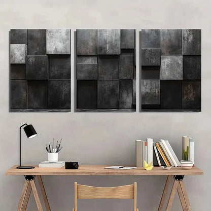 3pcs Monochrome Block Abstract Painting Wall Art Set Canvas Framed 60x90cm - High Quality Print 100% Australian Made Wall Canvas Ready to Hang