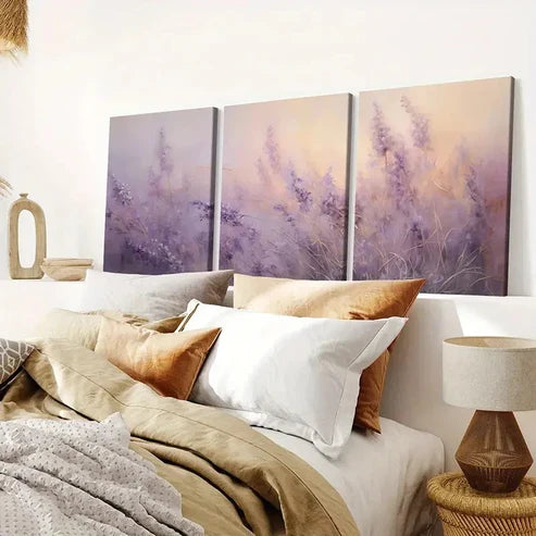 3pcs Lavender Field & Serene Wall Art Set Canvas Unframed - High Quality Print 100% Australian Made Wall Canvas