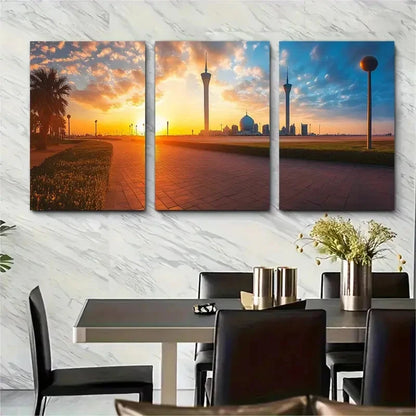 3pcs Middle East Kuwait Desert Decor Perfect Wall Art Set Canvas Framed 50x70cm - High Quality Print 100% Australian Made Wall Canvas Ready to Hang