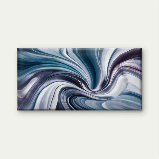 Blue White Abstract With Waves Wall Art Canvas Office Home Room Framed 120x60cm