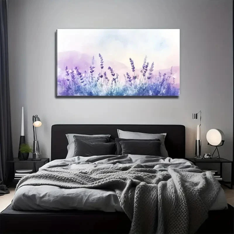 Colorful Purple Lavender Wall Art Canvas Office Home Room Framed 120x60cm