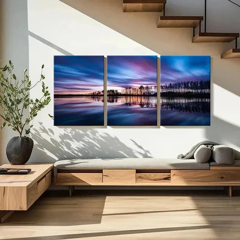 3pcs Natural Modern Lake Reflection Wall Art Canvas Unframed - High Quality Print 100% Australian Made Wall Canvas