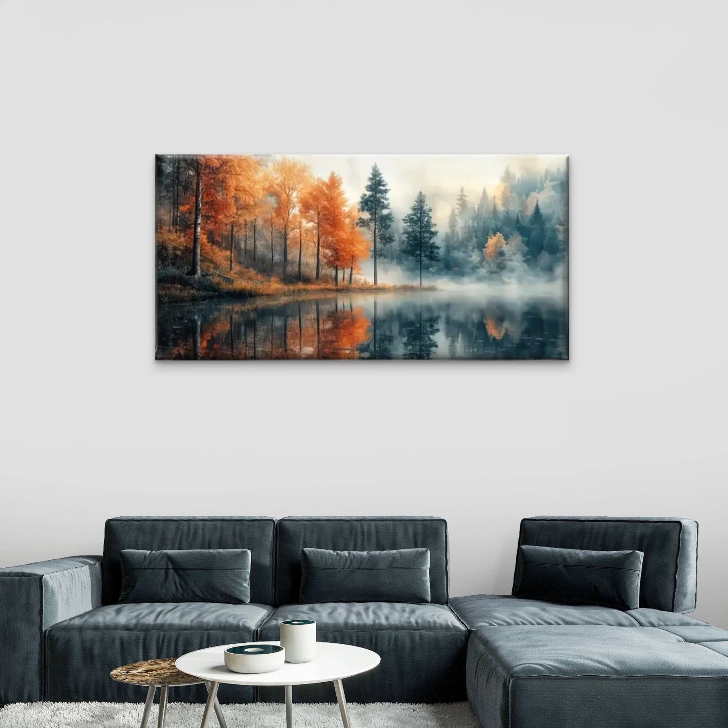 Forests Lakes Trees Autumn Wall Art Canvas Office Home Room Framed 120x60cm