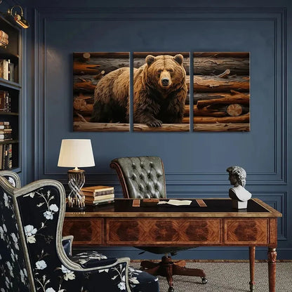 3pcs Bear Woodland Abstract Animal Nature Art Metal Print Ready to Hang Art - Bella Home Decor